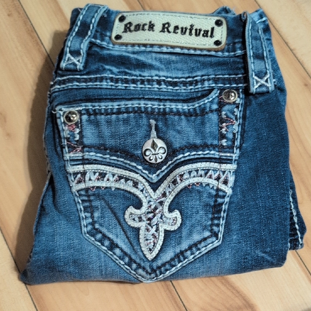 Rock Revival Women's Jeans with Intricate Stitching